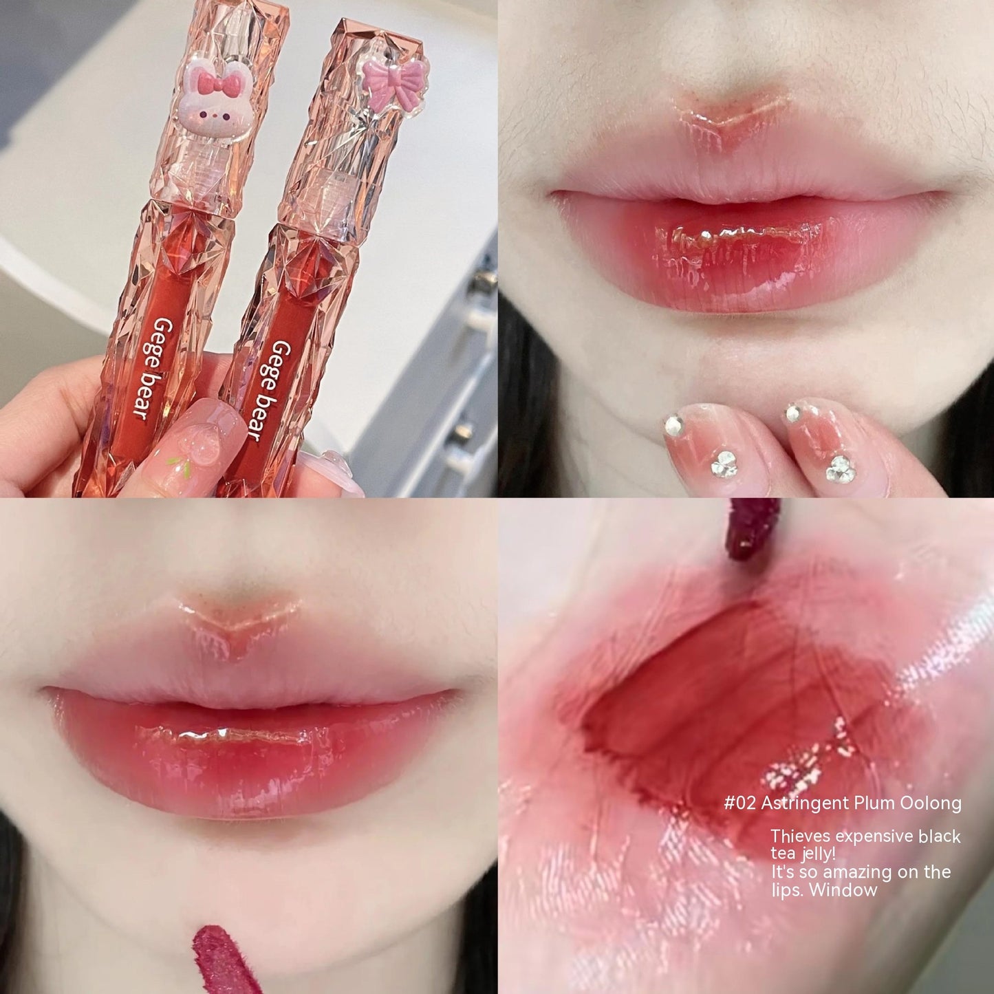 Crystal Transparent Diamond Light Mirror Lip Lacquer White