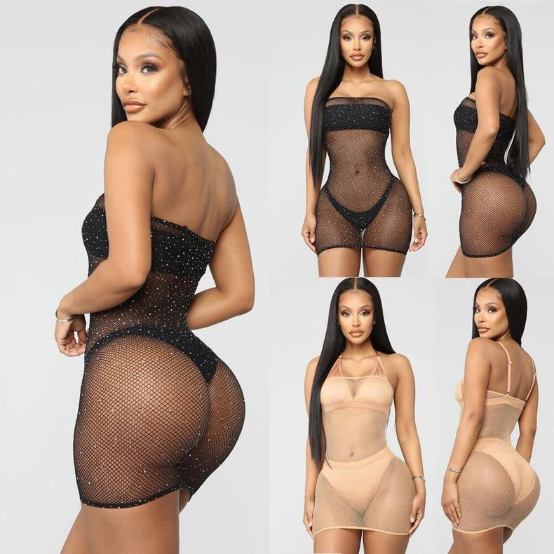 Wrapped Chest Hot Diamond Sexy Lingerie Point Diamond Starry Net Uniform Temptation