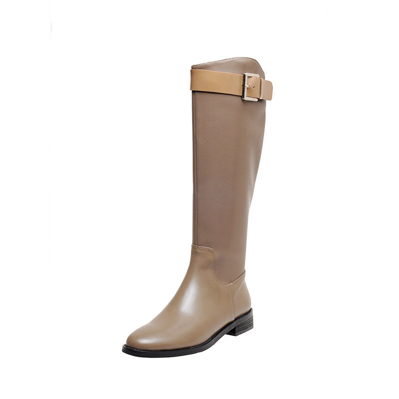 Womens Retro Round Head Knight Boots