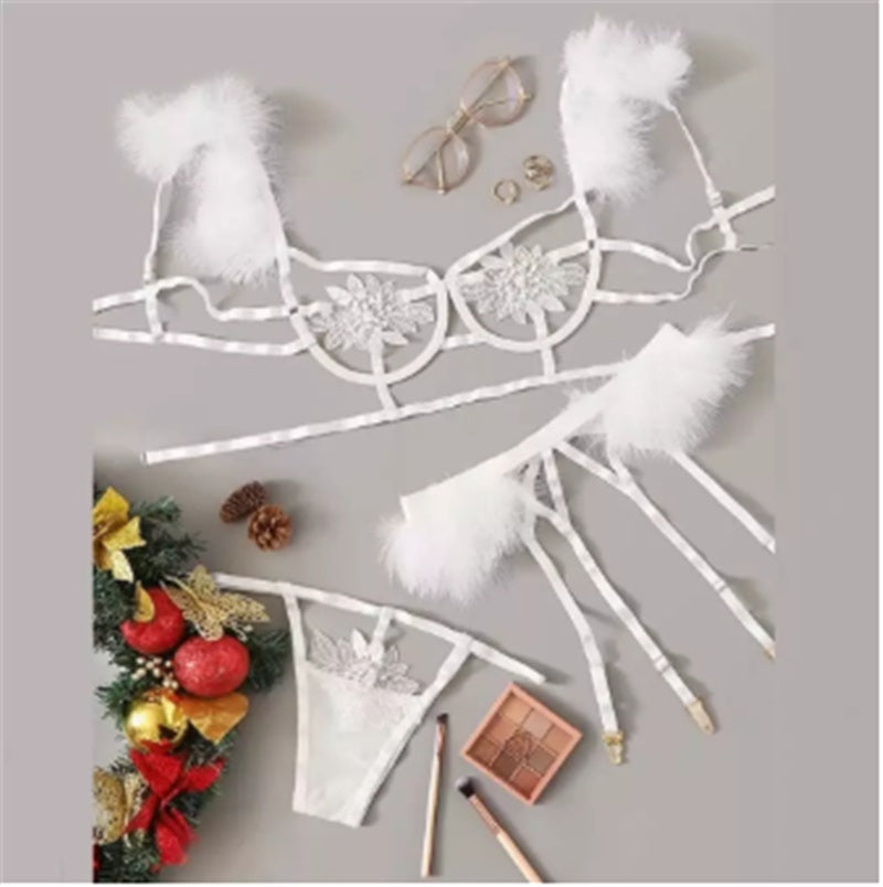 Fashion Three-piece Suit With Steel Ring Gathering Female Erotic Underwear