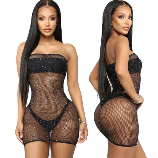 Wrapped Chest Hot Diamond Sexy Lingerie Point Diamond Starry Net Uniform Temptation