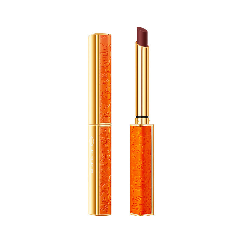 Orange Small Tube Lipstick Suit Matte Non Fading Qixi Makeup