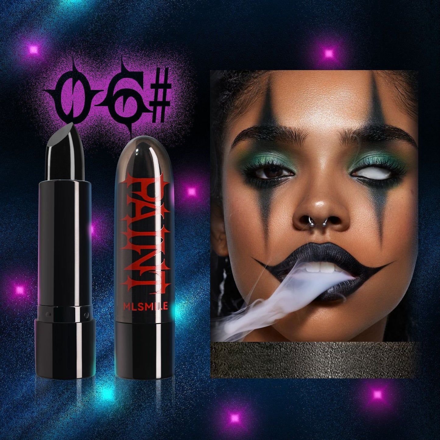 8-color Halloween Lipstick Black And White Red Easy To Color Painted Suit