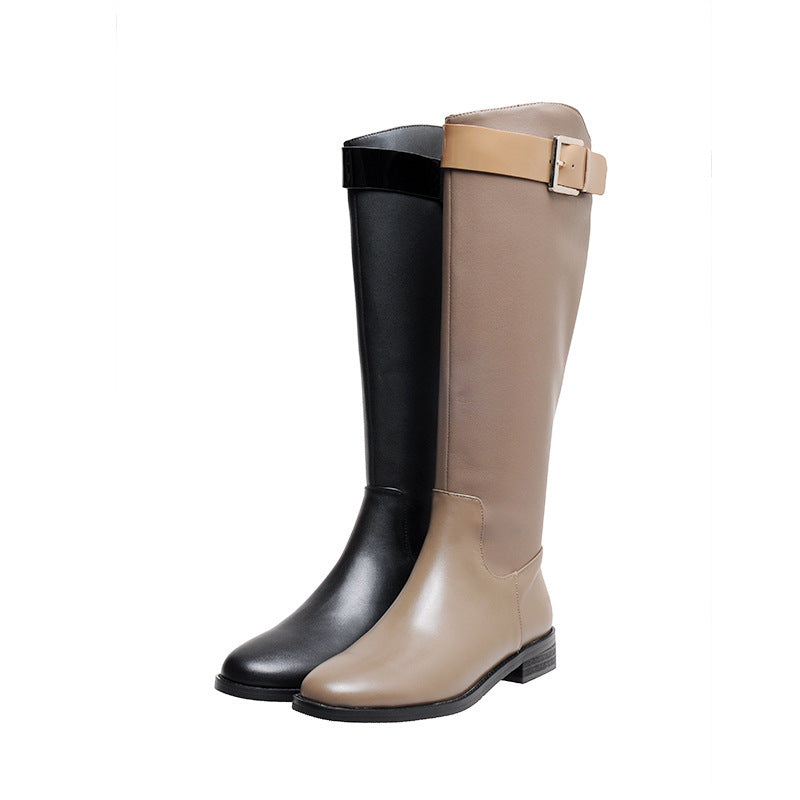 Womens Retro Round Head Knight Boots