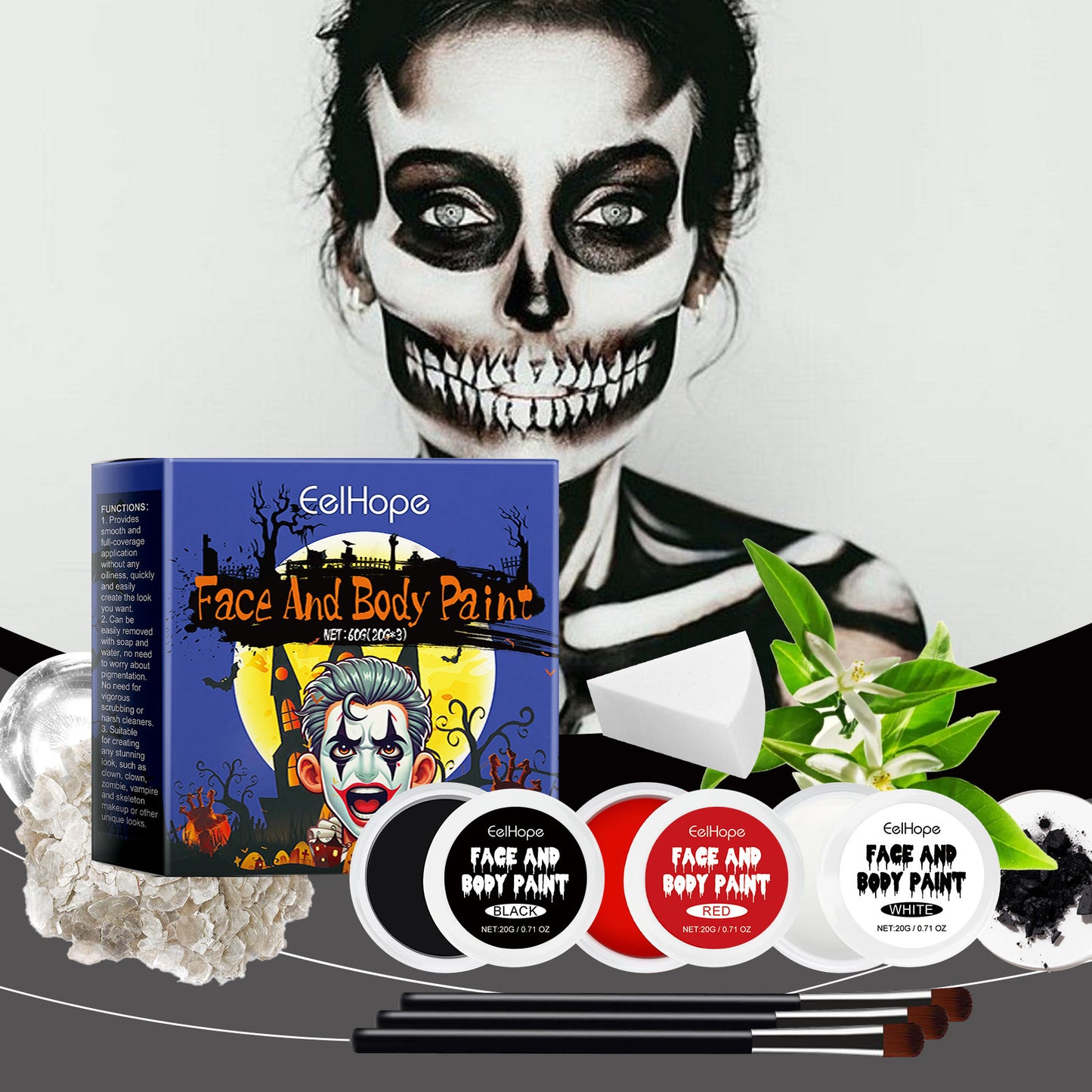Halloween Palette Suit Full Coverage Painted Foundation Makeup Clown Colorful Color Palette