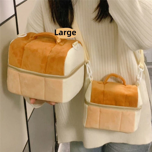 Cute Toast Bread Cosmetic Bag Large Capacity Ins Style Good-looking Portable Storage Bag Portable Cross Body Camera Bag