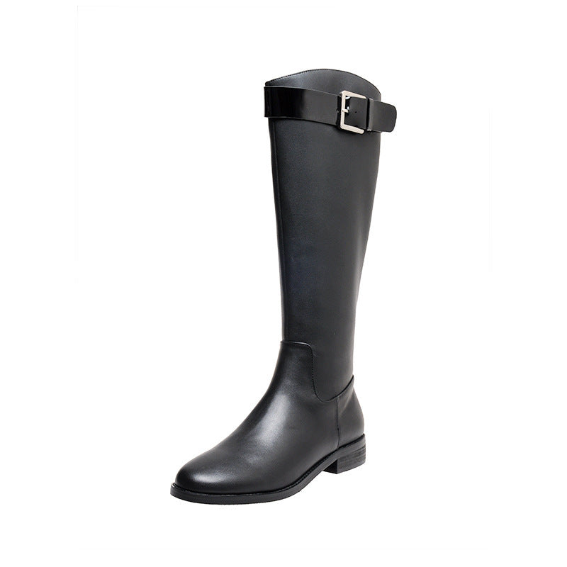 Womens Retro Round Head Knight Boots