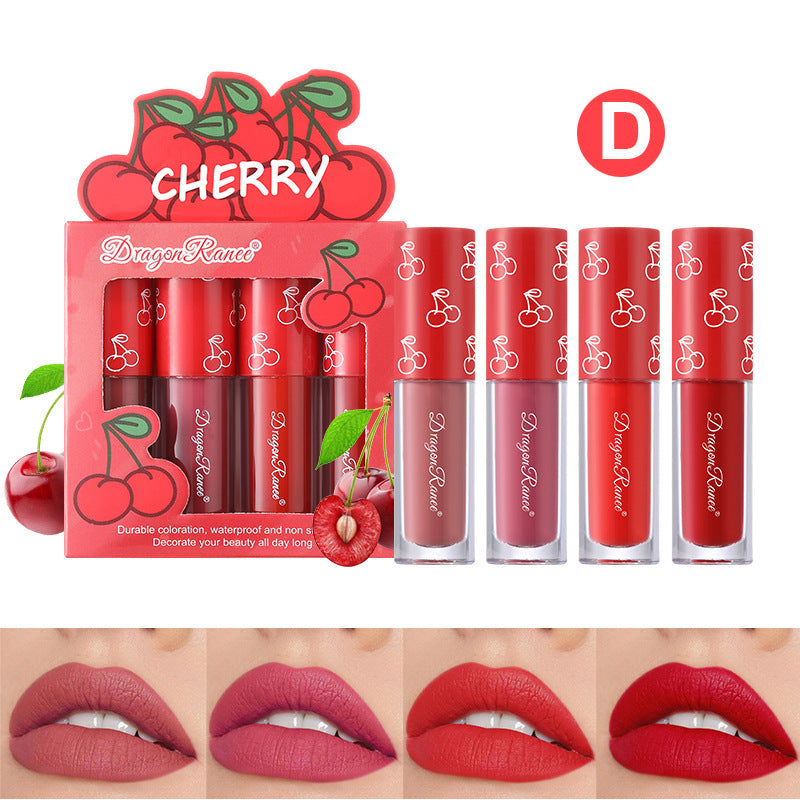 Velvet Matte Non-fading Nonstick Cup Fruit Lip Glaze Set