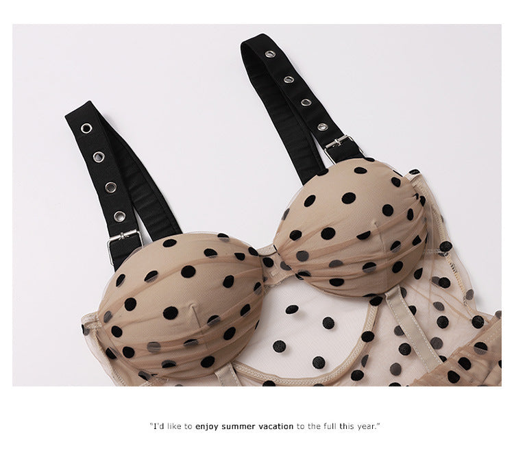 Sexy Net Gauze Polka Dot Skirt Hot Spring Swimsuit