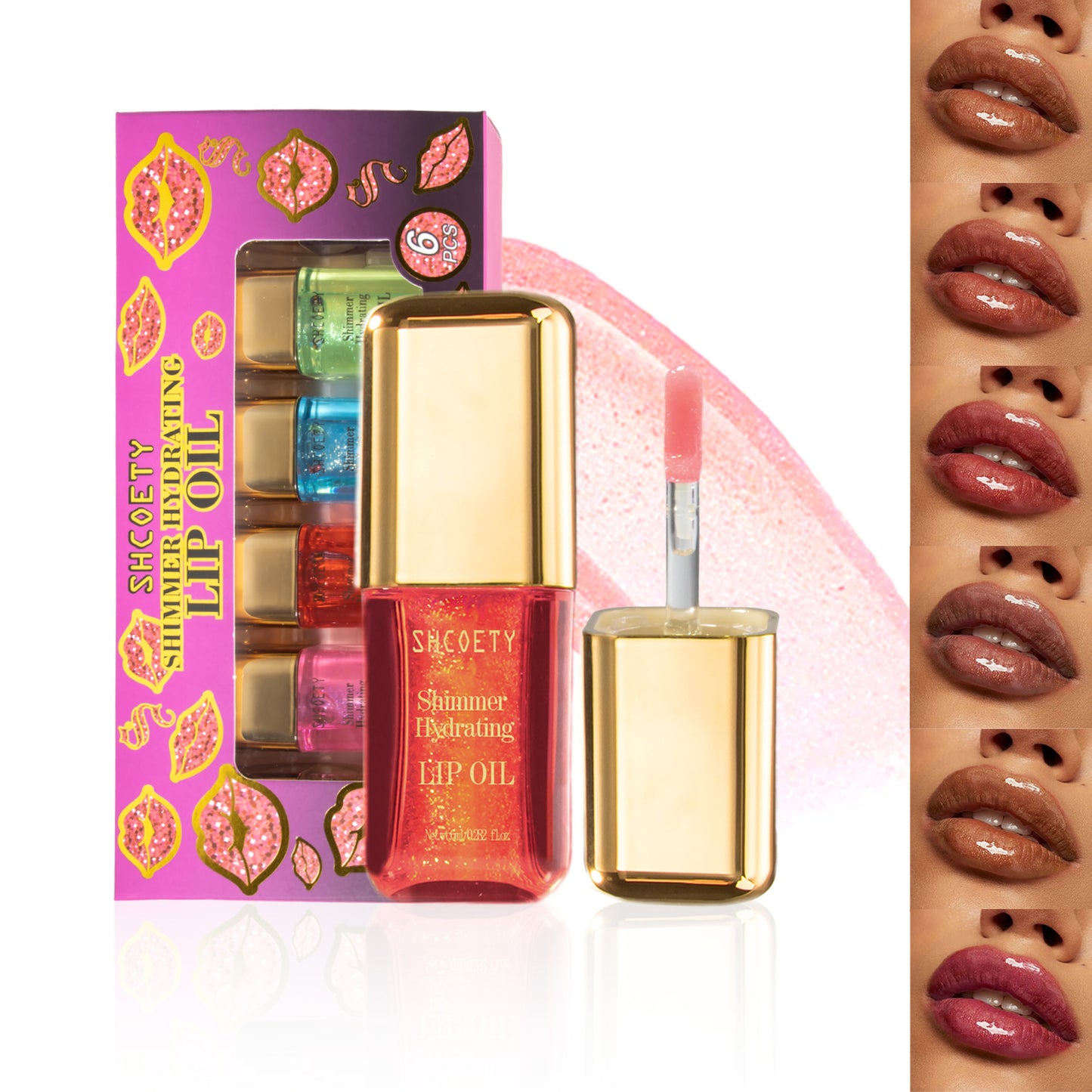 Cross-border Mint Flavor Lip Gloss Suit Six-color Mirror