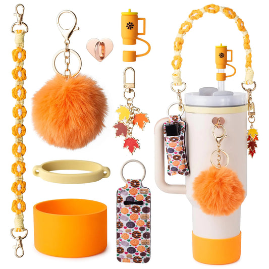 Bufilea Stanley Cup AccessoriesI Bottle Handle Carrier StrapSilicone Cup Boot Lipstick Holder Cute keychain CharmsStraw Topper & Spill Stopper Accessories for Stanley Cup 40oz/30oz Decor