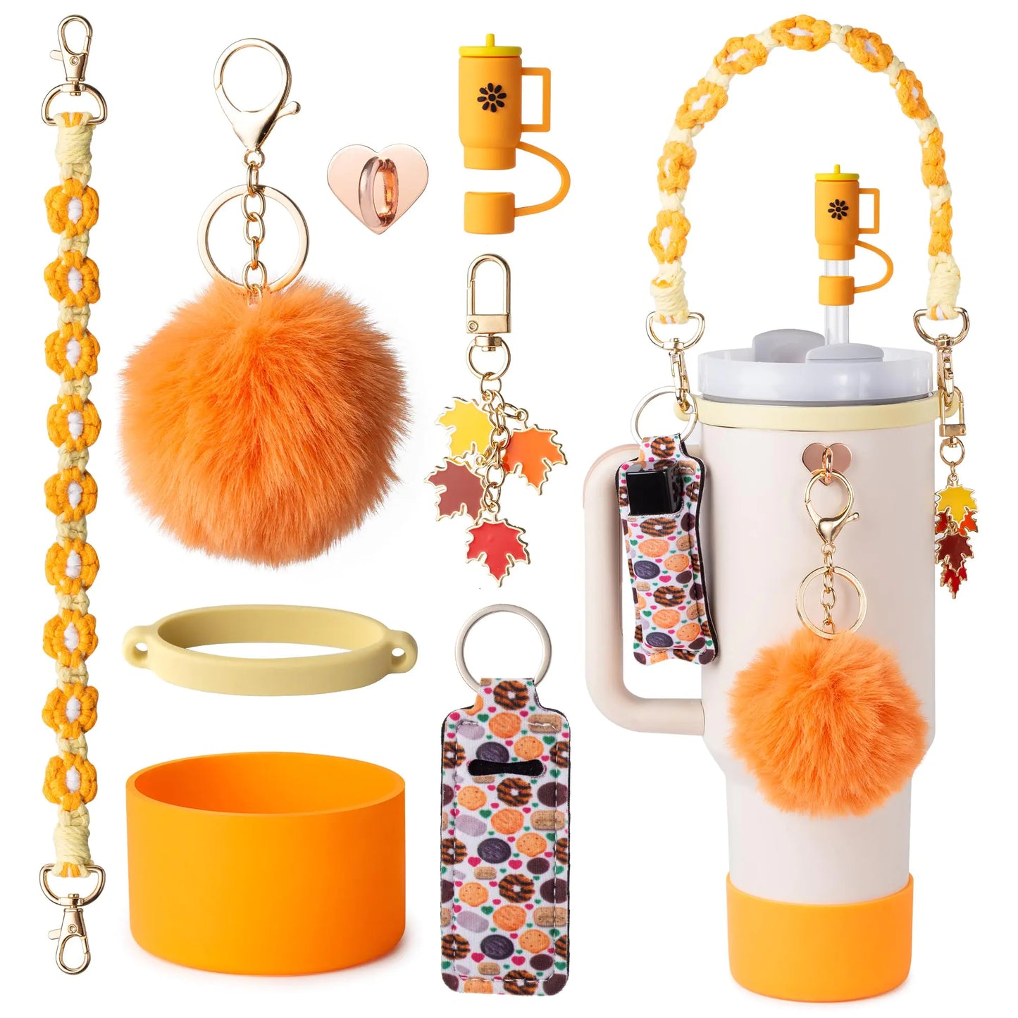 Bufilea Stanley Cup AccessoriesI Bottle Handle Carrier StrapSilicone Cup Boot Lipstick Holder Cute keychain CharmsStraw Topper & Spill Stopper Accessories for Stanley Cup 40oz/30oz Decor