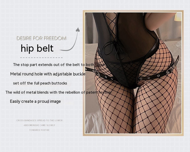 See-through Little Devil Uniform Sexy Lingerie Tight Leather Clothing