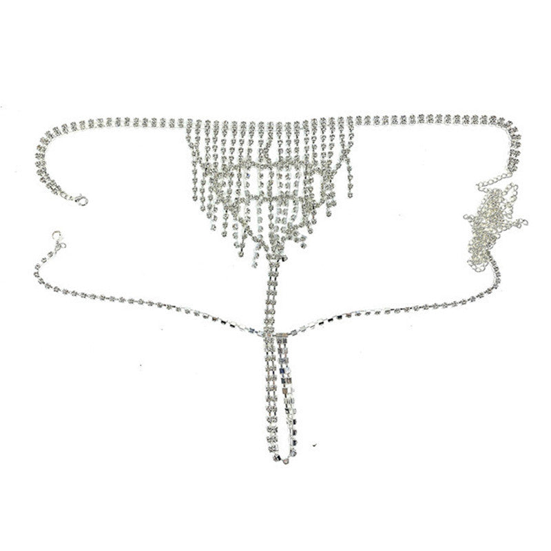 Sexy Nightclub Lingerie Set With Rhinestone Body Chain