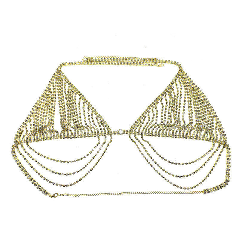 Sexy Nightclub Lingerie Set With Rhinestone Body Chain