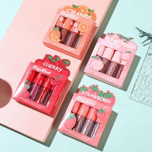 Velvet Matte Non-fading Nonstick Cup Fruit Lip Glaze Set