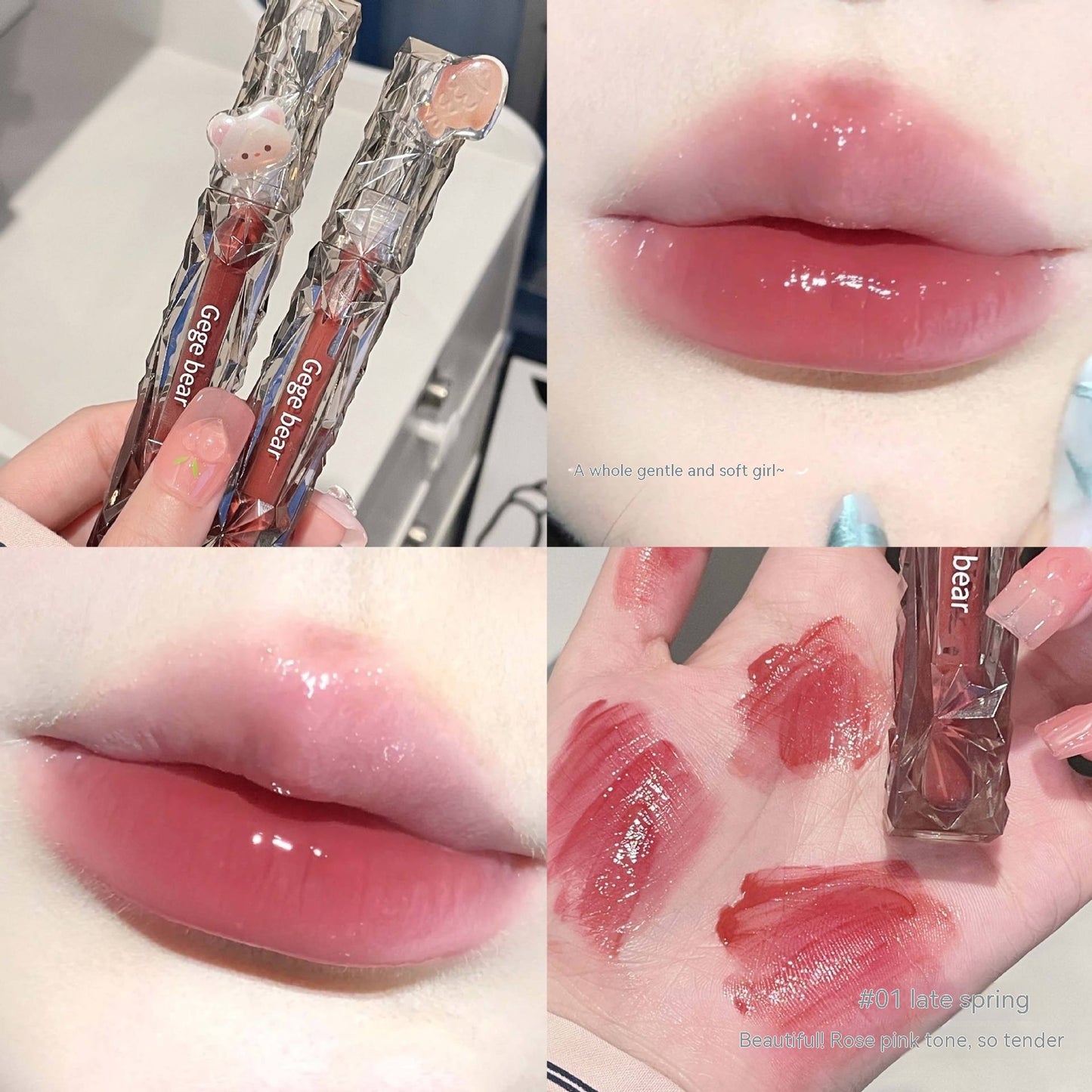 Crystal Transparent Diamond Light Mirror Lip Lacquer White