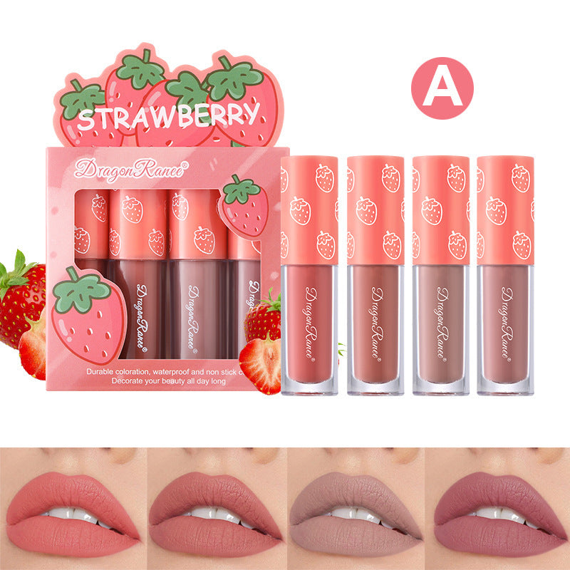 Velvet Matte Non-fading Nonstick Cup Fruit Lip Glaze Set
