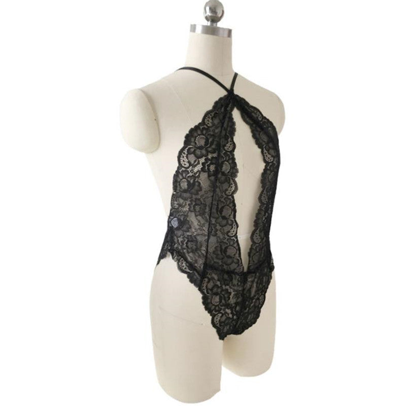 Feminine Lace One-piece Sexy Lingerie Halter Neckless