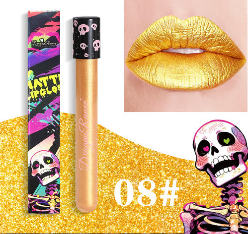 Halloween Creative Makeup Retro Matte Gold Silver Lip Gloss