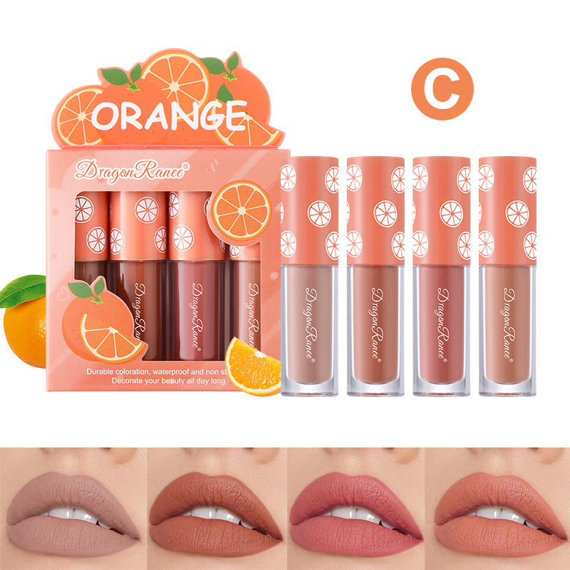 Velvet Matte Non-fading Nonstick Cup Fruit Lip Glaze Set