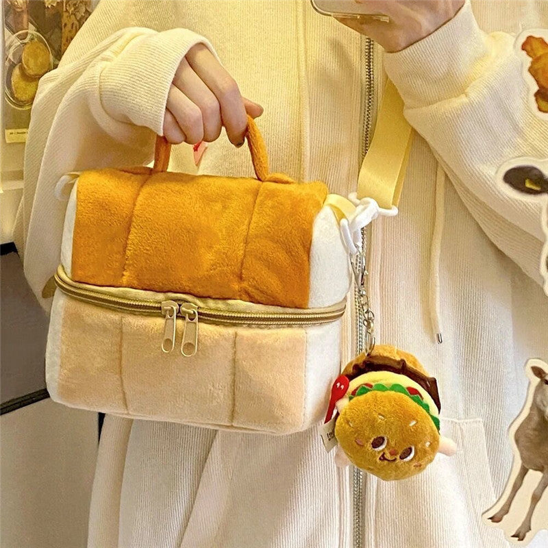 Cute Toast Bread Cosmetic Bag Large Capacity Ins Style Good-looking Portable Storage Bag Portable Cross Body Camera Bag